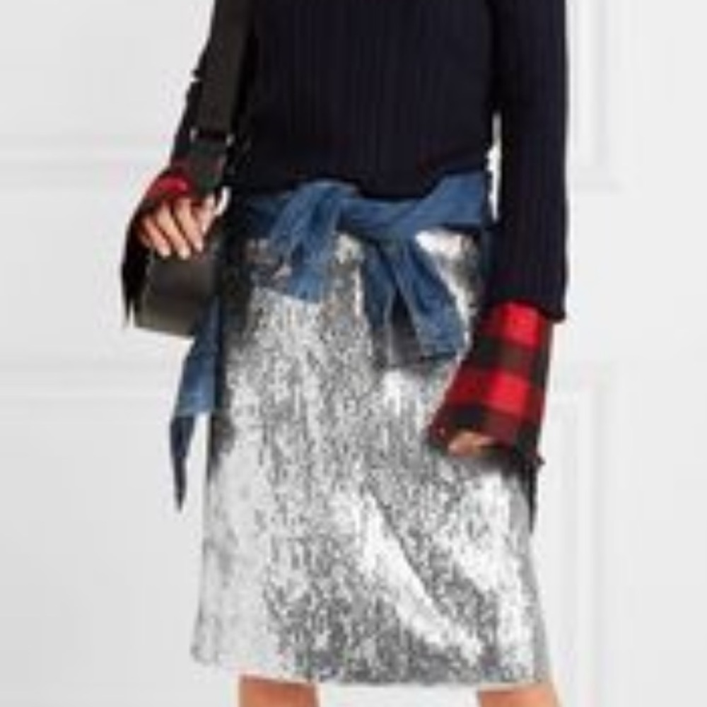 J crew silver sequin pencil skirt